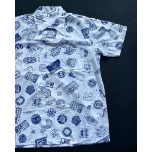 画像: 50s UNION LABEL PATTERNED ALL OVER VTG COTTON SHIRT L