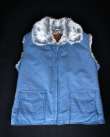 画像: 70s WOOLRICH VTG FAKE FUR WOLF VEST BLUE S