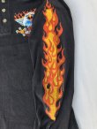 画像6: HARLEY DAVIDSON EAGLE FLAMES VTG HENLEY NECKLINE LONG SLEEVE T-SHIRT FADED BLACK M