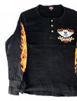 画像2: HARLEY DAVIDSON EAGLE FLAMES VTG HENLEY NECKLINE LONG SLEEVE T-SHIRT FADED BLACK M