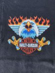 画像3: HARLEY DAVIDSON EAGLE FLAMES VTG HENLEY NECKLINE LONG SLEEVE T-SHIRT FADED BLACK M