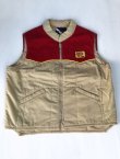 画像1: 80s ZIP FEED VTG RACING PUFFY VEST BY WIMAN BEIGE× RED CORDUROY L