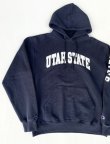 画像2: CHAMPION UTAH STATE OLD HOODIE SWEATSHIRT NAVY M