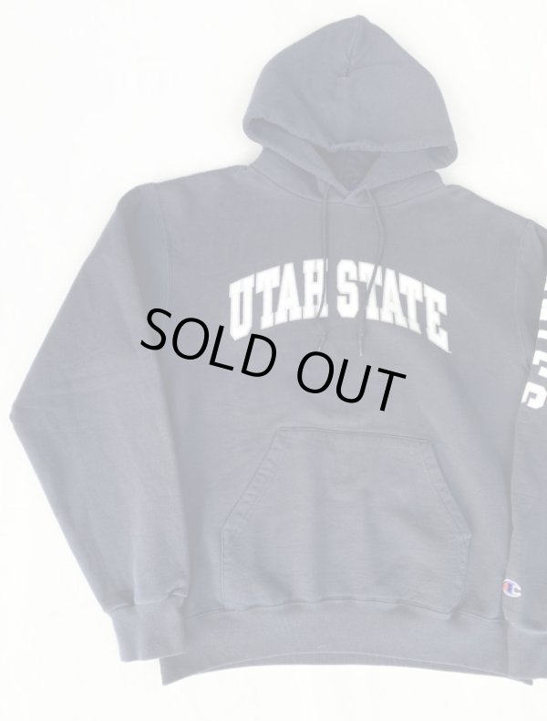 画像2: CHAMPION UTAH STATE OLD HOODIE SWEATSHIRT NAVY M