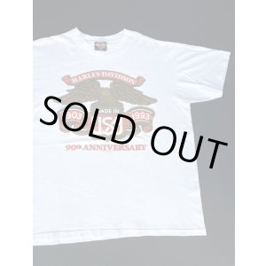 画像: 1993 HARLEY DAVIDSON 90TH ANNIVERSARY OFFICIAL VTG T-SHIRT WHITE L
