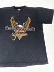 画像1: HARLEY DAVIDSON EAGLE BAR&SHIELD LOGO OFFICIAL VTG HENLEY NECKLINE T-SHIRT BLACK L