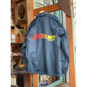 画像: SIXHELMETS CHOPPERS COACH JACKET NAVY×RED FLAMES