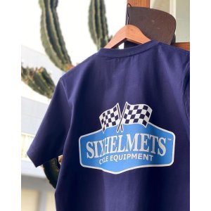 画像: SIXHELMETS CYCLE EQUIPMENT CHECKER FLAG T-SHIRT NAVY