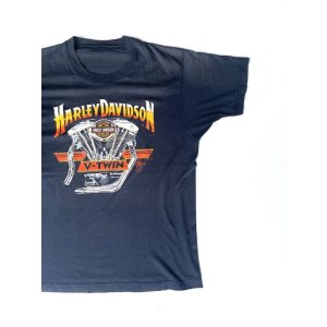 画像: 80’s HARLEY DAVIDSON V-TWIN SHOVEL HEAD  VTG T-SHIRT BLACK 