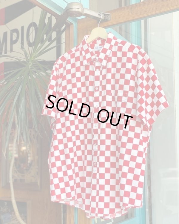 画像1: 70s TOM SAWYER VTG CHECKER SHIRT WHITE×RED XL