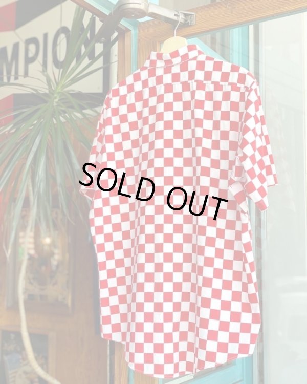 画像4: 70s TOM SAWYER VTG CHECKER SHIRT WHITE×RED XL