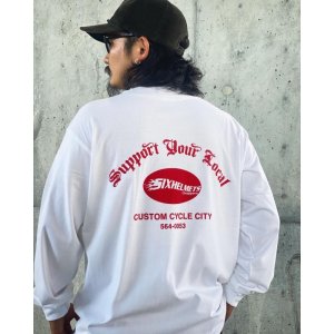 画像: SIXHELMETS CHOPPERS “SUPPORT YOUR LOCAL” L/S T-SHIRT WHITE