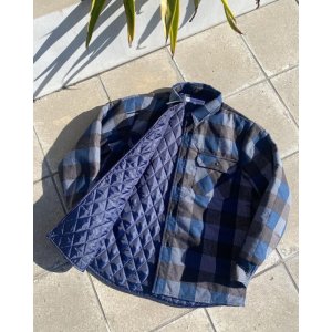 画像: THE GOOD QUILTING PRINTED FLANNEL SHIRT NAVY