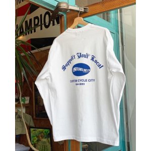 画像: SIXHELMETS CHOPPERS “SUPPORT YOUR LOCAL” L/S T-SHIRT WHITE×ROYAL BLUE