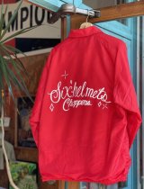 画像: SIXHELMETS CHOPPERS LOGO DRAWN BY BOULEVARD FEVER ART VTG COACH JACKET RED L