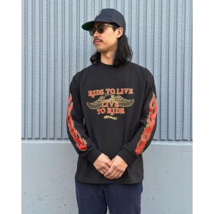 画像: SIXHELMETS CHOPPERS “LIVE TO RIDE RIDE TO LIVE FLAME L/S T-SHIRT BLACK