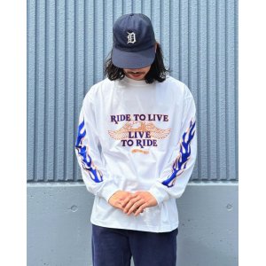 画像: SIXHELMETS CHOPPERS “LIVE TO RIDE RIDE TO LIVE FLAME L/S T-SHIRT WHITE