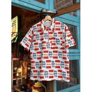 画像: VINTAGE 70s WINSTON CIGARETTE “HOW GOOD IT IS” PATTERNED ALL OVER HALF ZIPUP POLYESTER SHIRT M