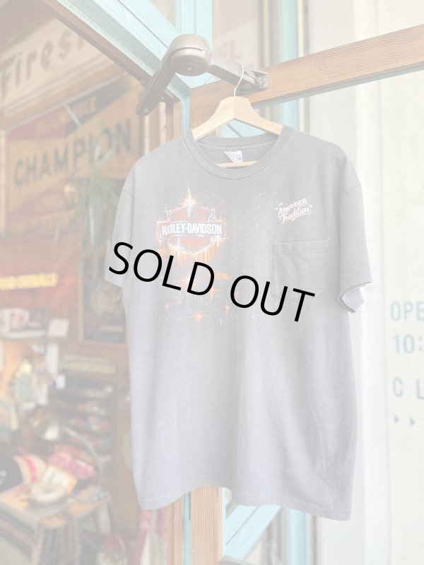 画像1: VINTAGE 80s HARLEY DAVIDSON BAR&SHIELD POCKET T-SHIRT XL