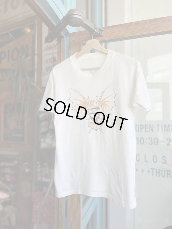 画像1: VINTAGE 70s HARLEY DAVIDSON SKULL WING T-SHIRT 
