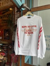 画像: SIXHELMETS CHOPPERS “LIVE TO RIDE RIDE TO LIVE FLAME L/S T-SHIRT WHITE