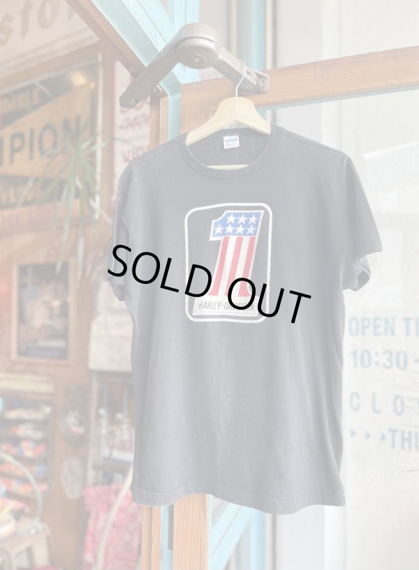 画像1: 70s HARLEY DAVIDSON NO1 LOGO T-SHIRT L
