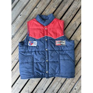 画像: VINTAGE 70s CHAMPION SPARK PLUGS×CAR QUEST PUFFY RACING VEST L