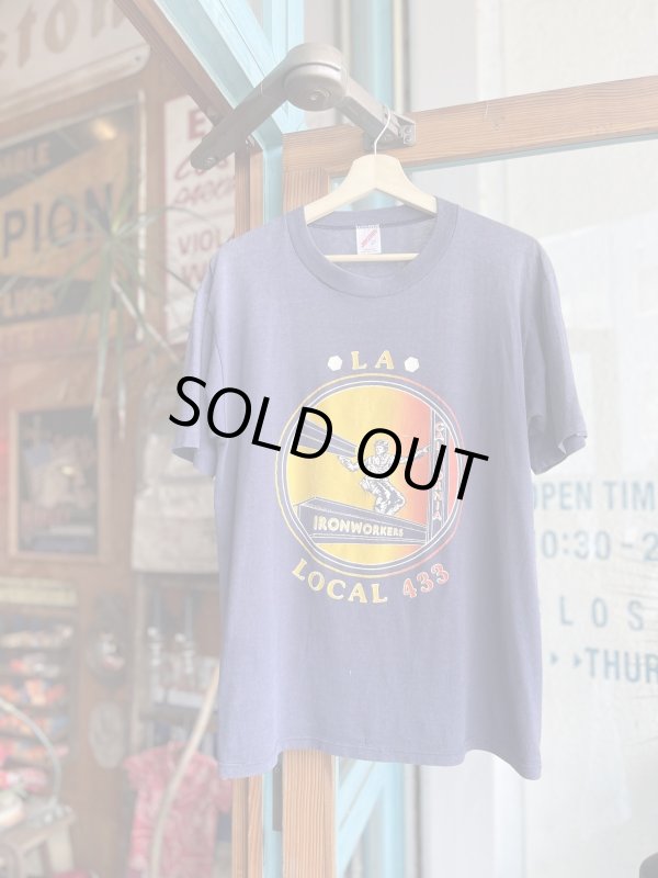 画像1: VINTAGE 80s CALIFORNIA IRON-WAKERS T-SHIRT L