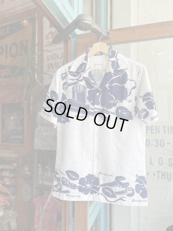 画像1: VINTAGE 80s SNAP ON TOOLS ROYAL PALMS ALOHA SHIRT S