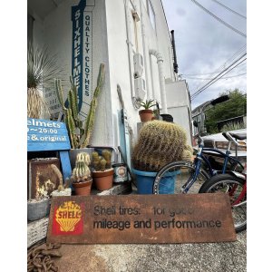 画像: VINTAGE SHELL TIRES FOR GOOD MILEAGE AND PERFORMANCE DOUBLE SIDED SIGN