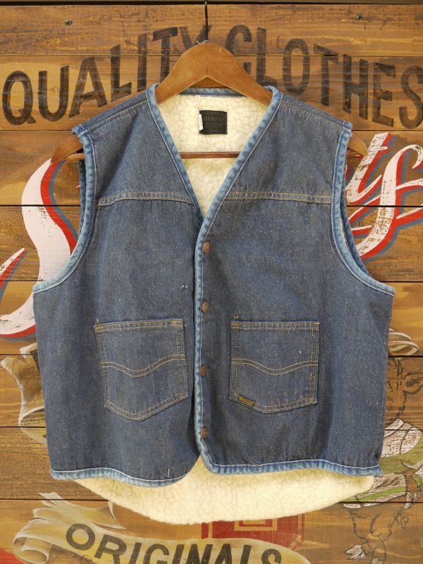 画像1: SEARS ROEBUCK VTG BOA DENIM VEST LARGE