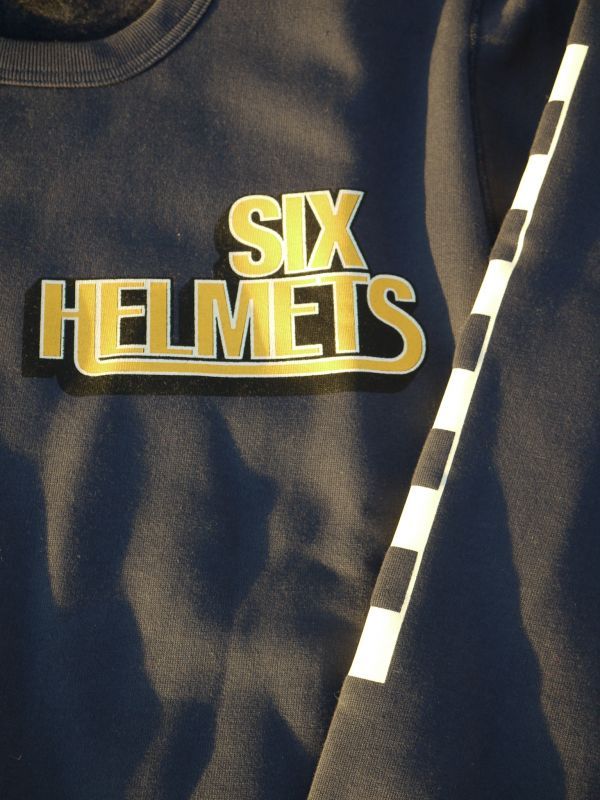 画像4: sixhelmets checker sleeve sweat shirt navy×yellow