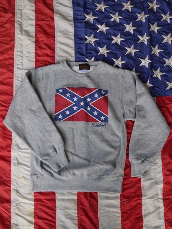 画像1: sixhelmets rebel flag sweat shirt gray 12oz