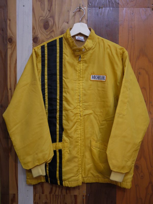 画像1: MICHELOB VTG NYLON RACING JACKET YELLOW×BLACK M