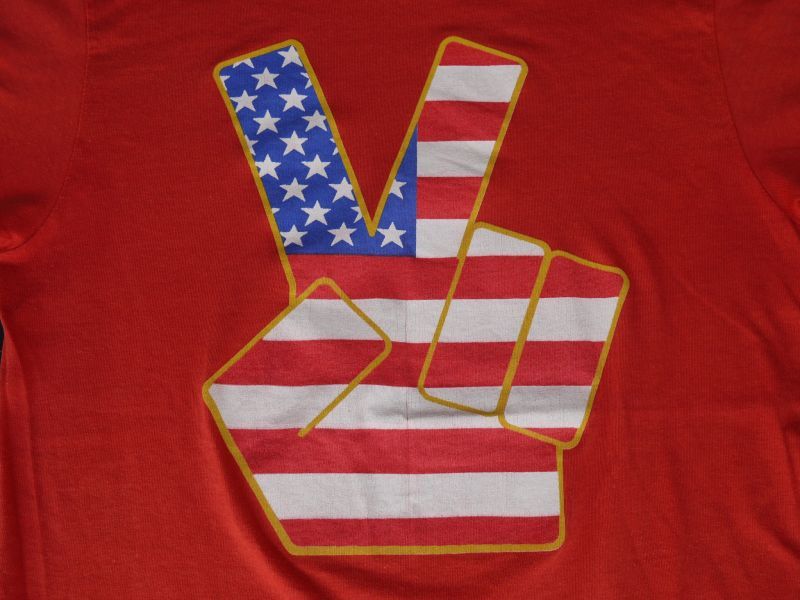 画像3: PEACE STAR&STRIPES US MADE VTG T-SHIRT RED M