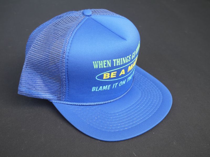 画像2: 80s CONTEMPORARY ADVERTISEMENT FUNNY TRUCKER SNAP BACK CAP BLUE (1)