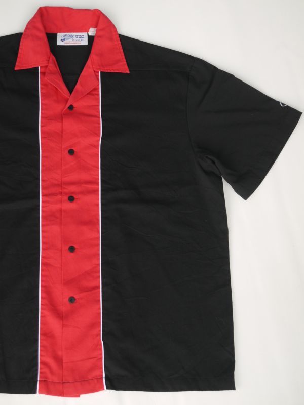 画像1: CRUISIN USA LARRY HAHERTY BOWLING SHIRT BLACK×RED XL