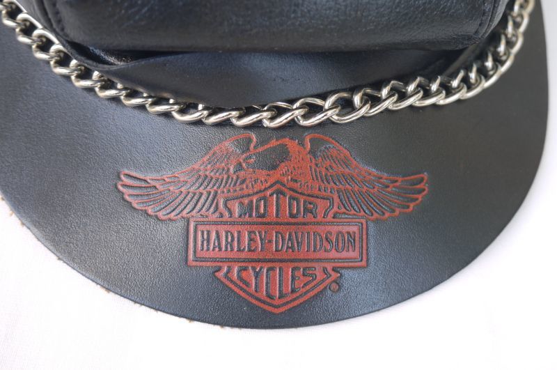 画像3: HARLEY DAVIDSON VTG LEATHER CAPTAIN HAT BLACK