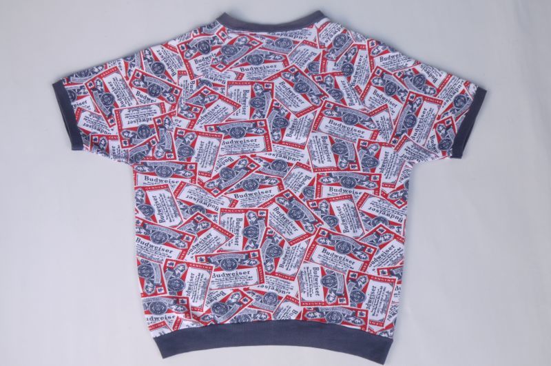 画像4: BUDWEISER PATTERNED ALL OVER VTG HALF SLEEVE SWEATSHIRT S 