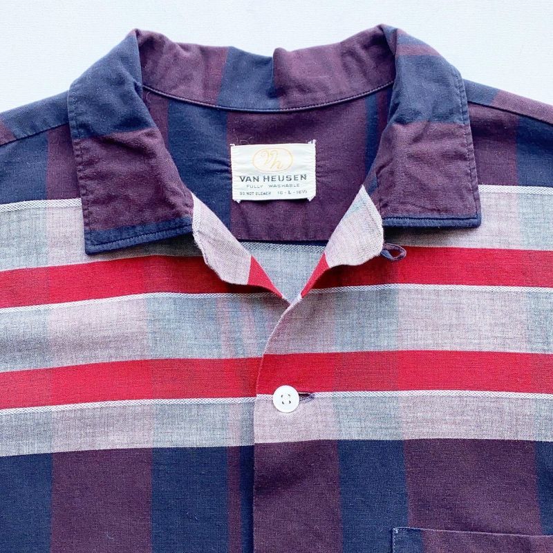 画像3: 70s VAN HEUSEN VTG STRIPES OPEN COLLAR SHIRT