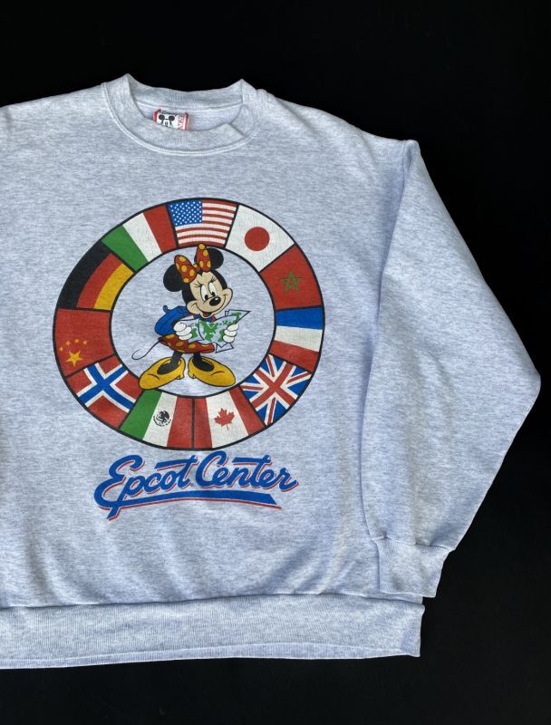 画像1: 90s DISNEY OFFICIAL MINNIE MOUSE EPCOT CENTER VTG SWEATSHIRT HEATER GRAY M