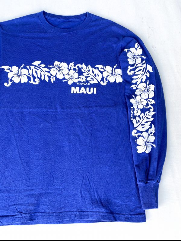 画像1: HAWAIIAN LONG SLEEVE T-SHIRT BLUE M