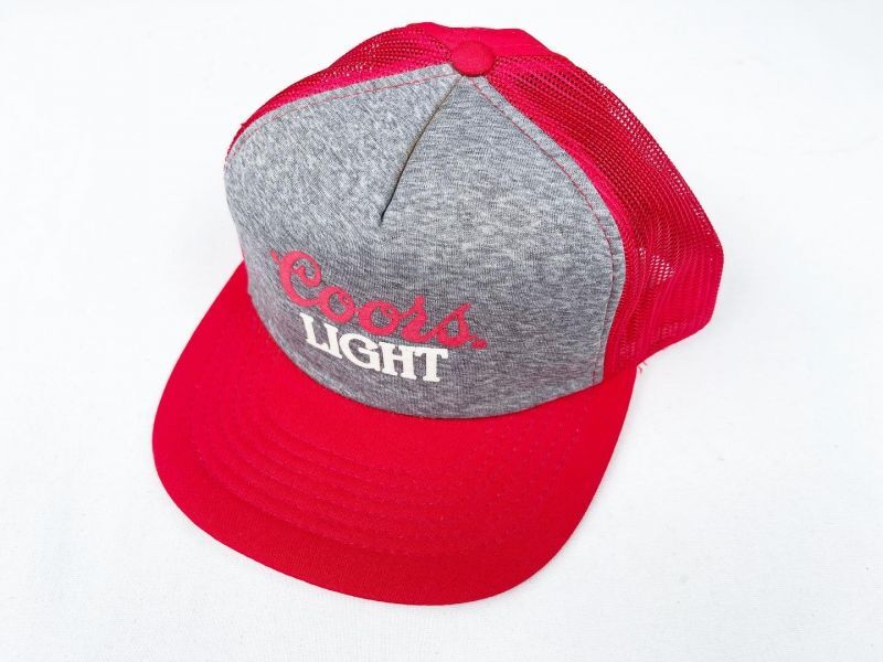 画像1: NOS 80s COORS BEER VTG MESH CAP RED×GRAY