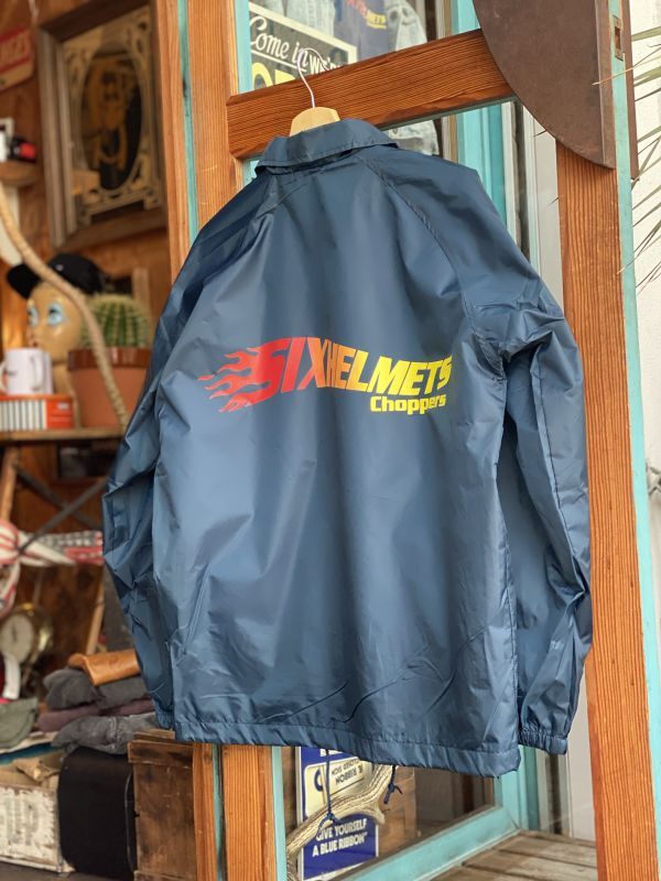 画像1: SIXHELMETS CHOPPERS COACH JACKET NAVY×RED FLAMES