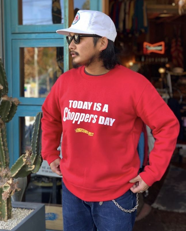 画像1: SIXHELMETS TODAY IS A CHOPPERS DAY SWEATSHIRT RED