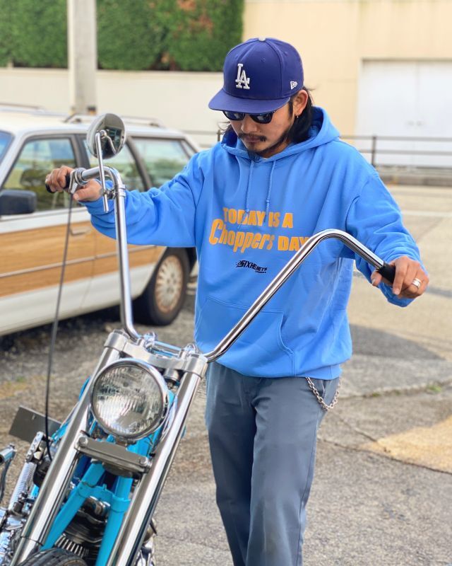 画像1: SIXHELMETS TODAY IS A CHOPPERS DAY HOODIE SAXE BLUE