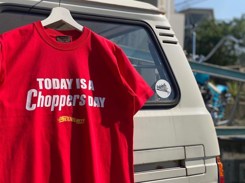 画像1: SIXHELMETS “TODAY IS A CHOPPERS DAY” T-SHIRT RED