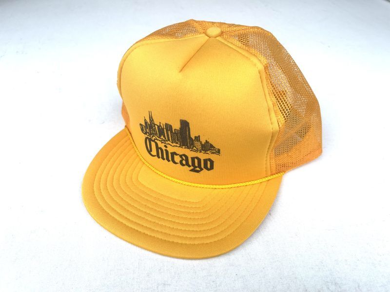 画像1: NOS 90s CHICAGO SOUVENIR TRUCKER CAP YELLOW