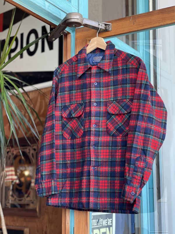 画像1: 70s PENDLETON VTG WOOL SHIRT RED×GREEN M