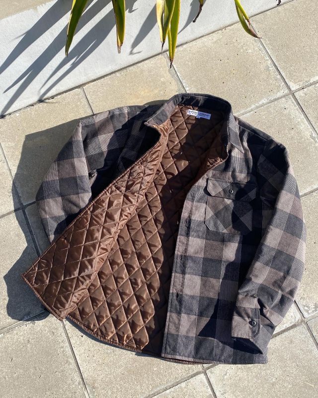 画像1: THE GOOD QUILTING PRINTED FLANNEL SHIRT BROWN